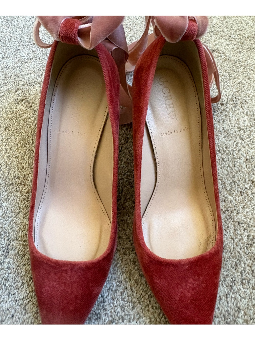 J.Crew - Women’s Elsie Velvet Ankle-Wrap Pumps - Rust Blush Pink - Size 6.5 - Picture 5 of 11